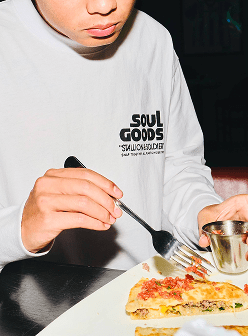 Man eating food with a fork